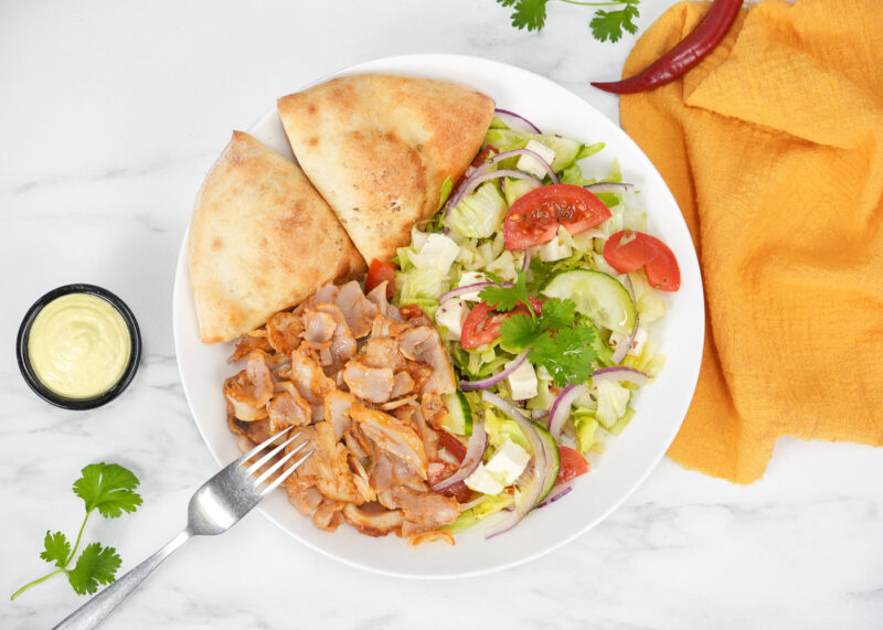 Kebab with salad